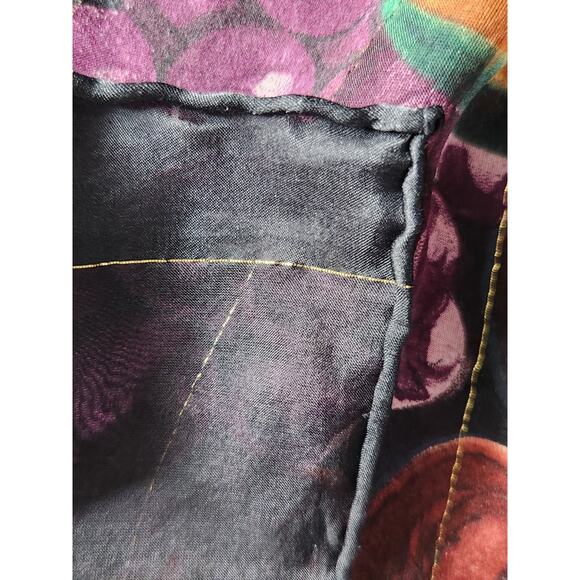 Vtg Unbranded Hand Rolled Still Life Floral Fruit Square Silk Scarf 30x30 In - Picture 5 of 5